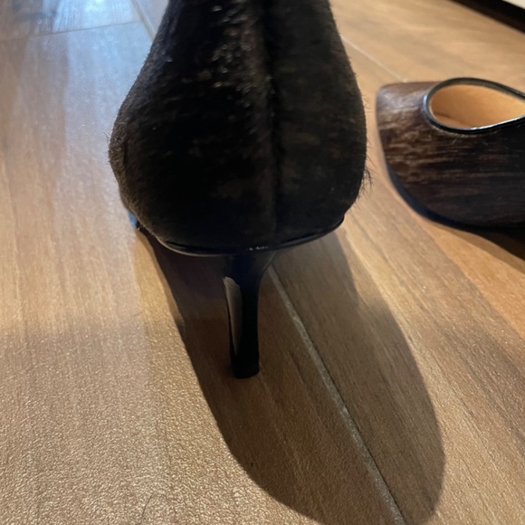 Town Shoes Chocolate brown two tone calf hair pumps - Picture 5 of 11